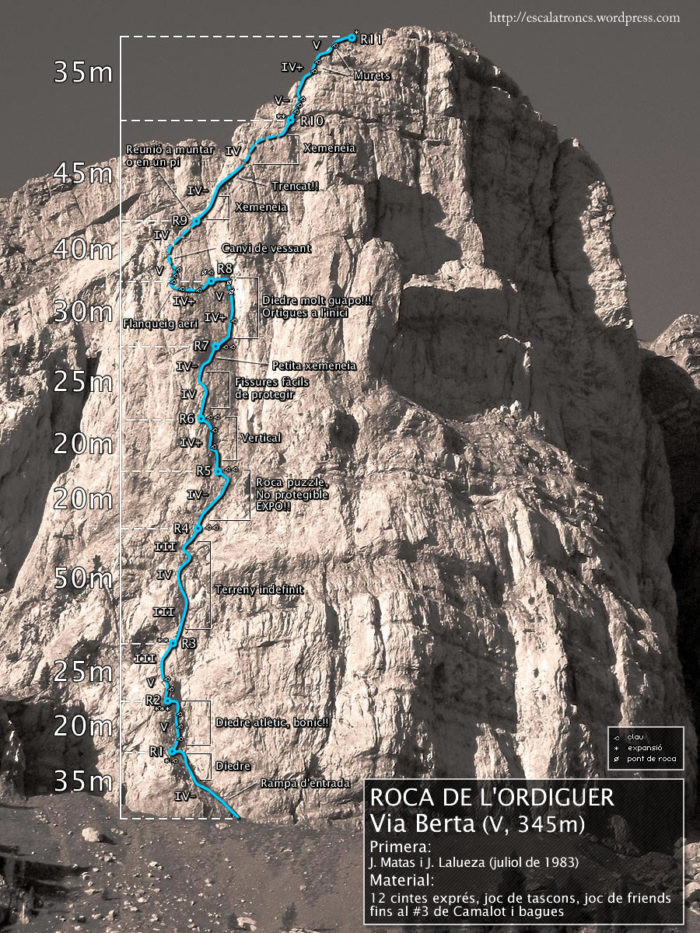 Ressenya de la via Berta a la Roca de l'Ordiguer, Cadí